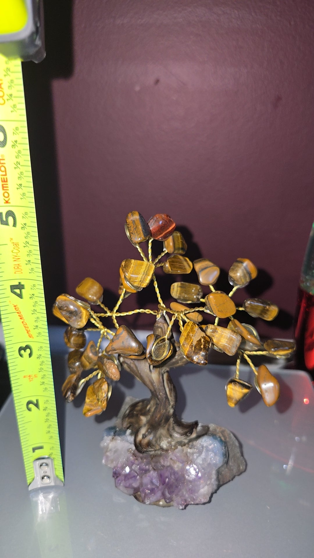 Amythest cut base w Tigers Eye Chip tree(includes one red piece)