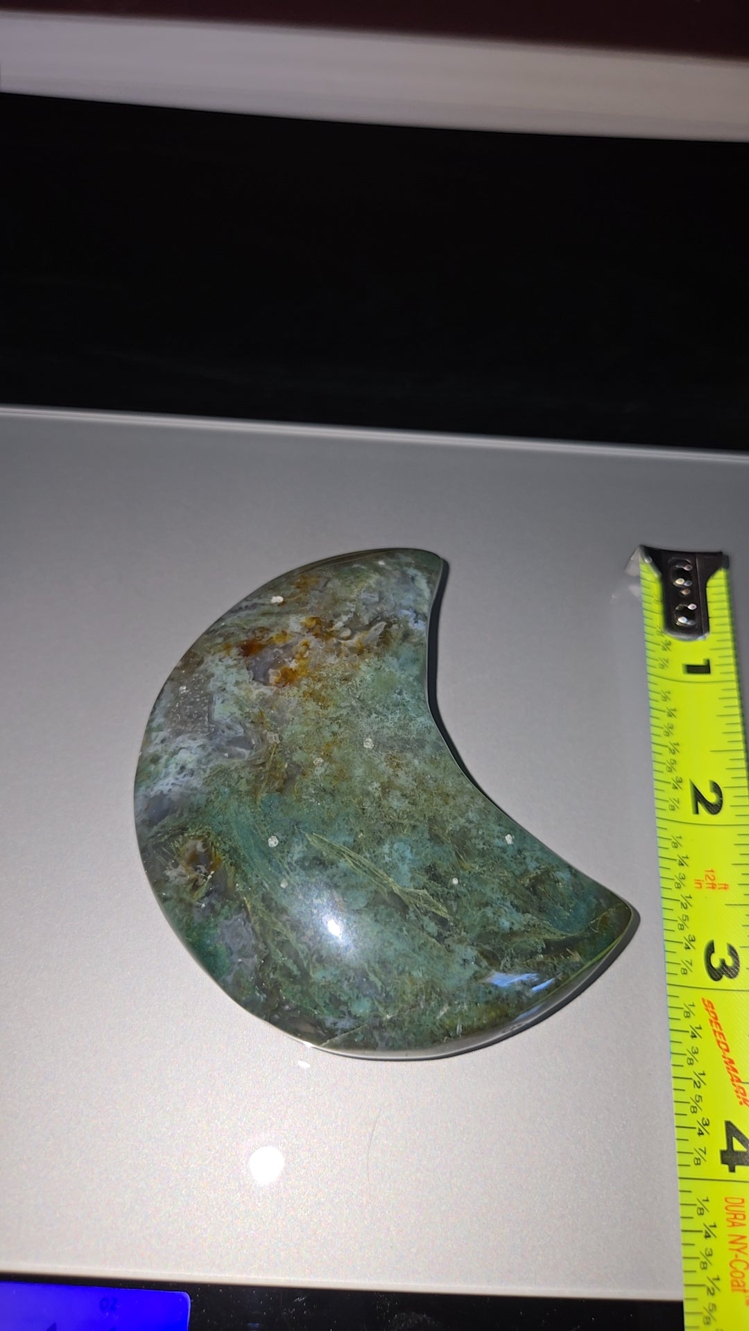 Moss Agate Moon Carving