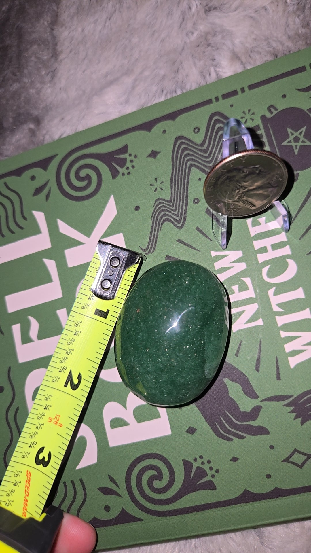 HQ Green Strawberry quartz palmstone