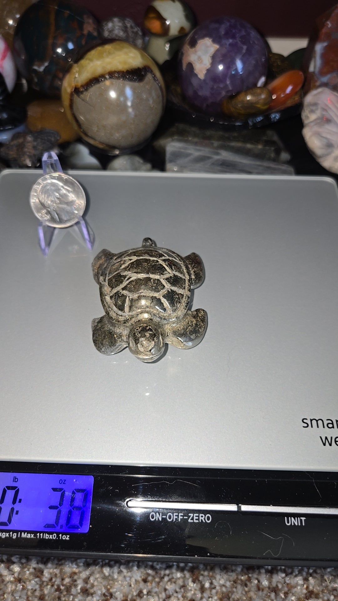 Pyrite Turtle carving