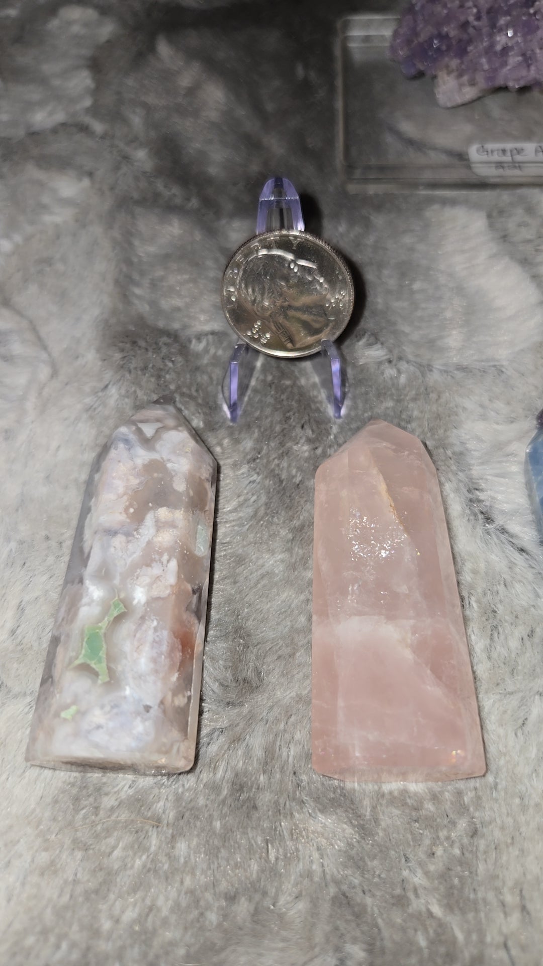 Baby Towers( flower agate and rose quartz)