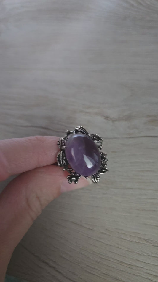 Amythest adjustable ring