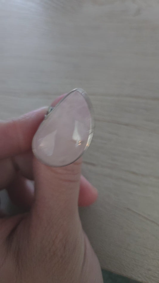 Rose quartz adjustable ring
