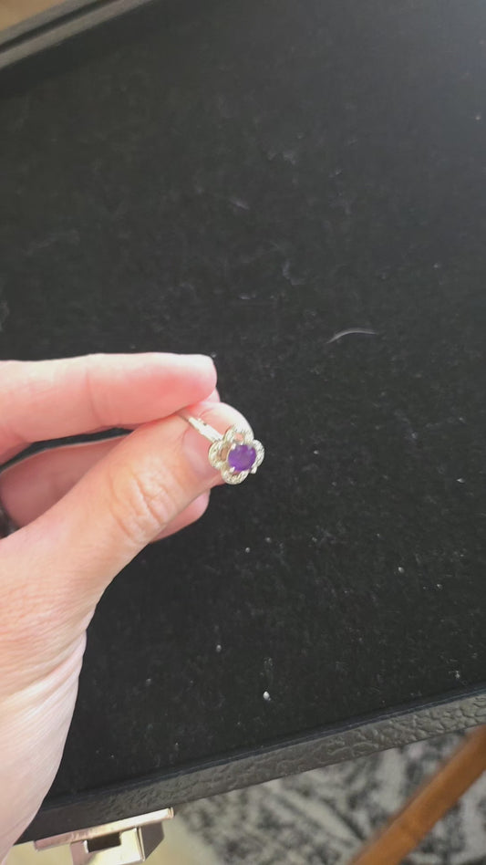 Amythest adjustable spinning ring