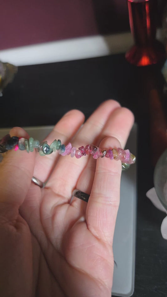 Rainbow Tourmaline chip bracelet