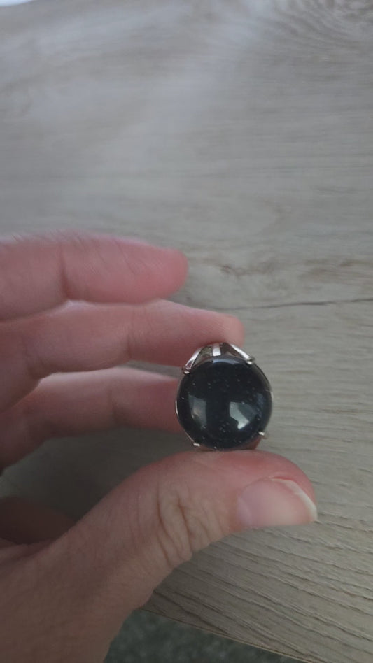 Blue Goldstone adjustable ring