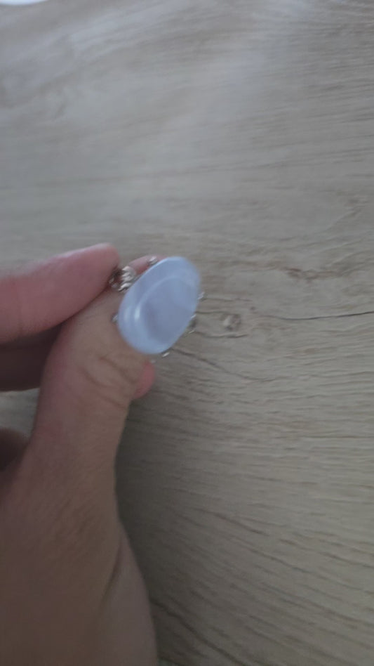 Blue lace agate adjustable ring