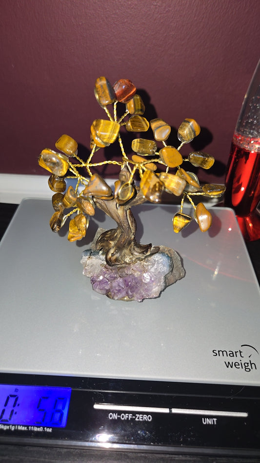 Amythest cut base w Tigers Eye Chip tree(includes one red piece)