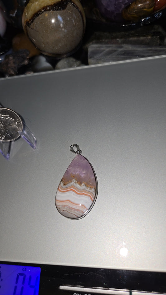 Crazy Lace Agate/Amythest Pendant