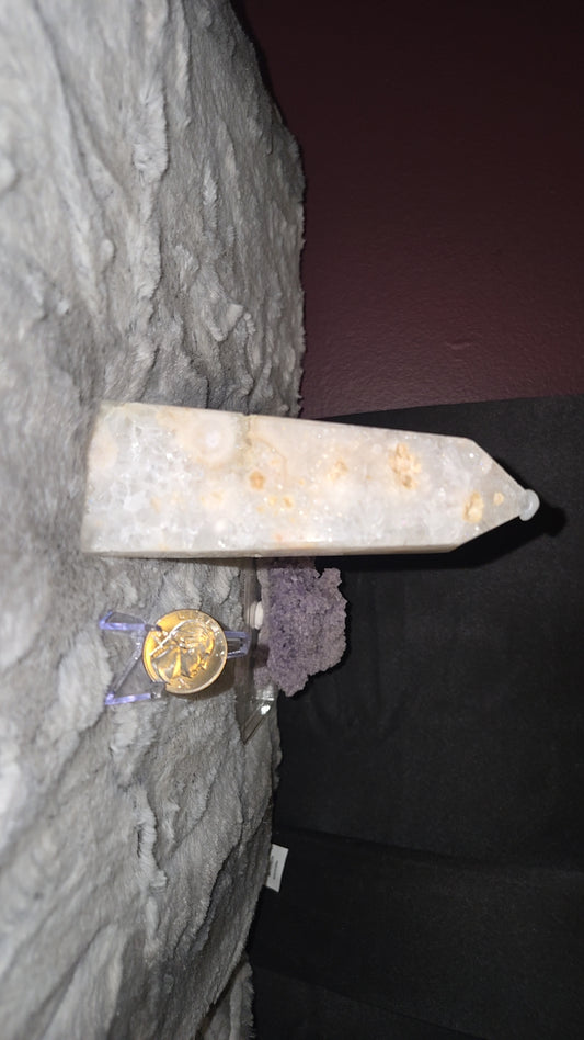 Pink amythest and clear quartz Tower