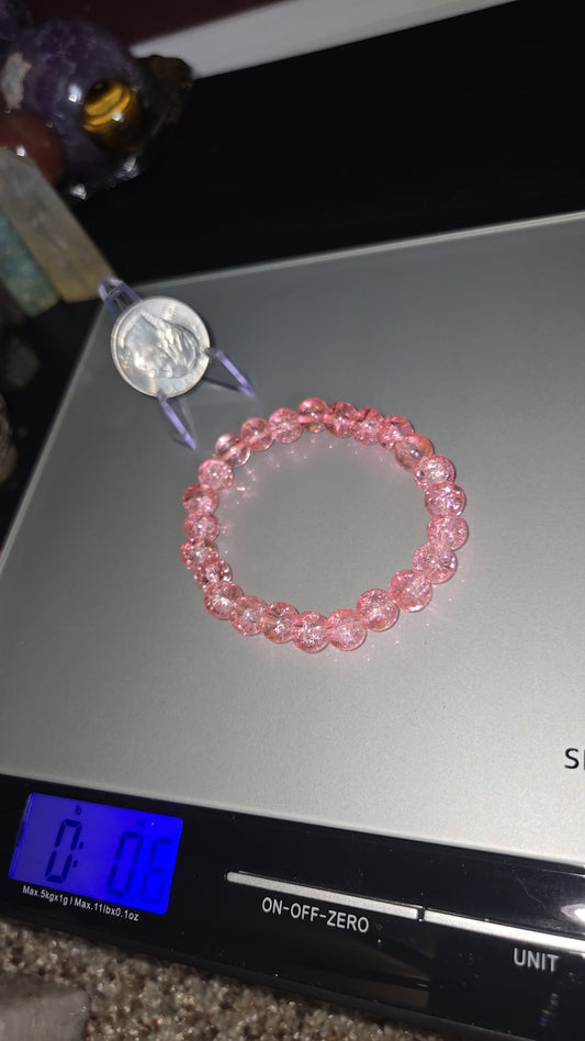 Pink dyed quartz bracelet