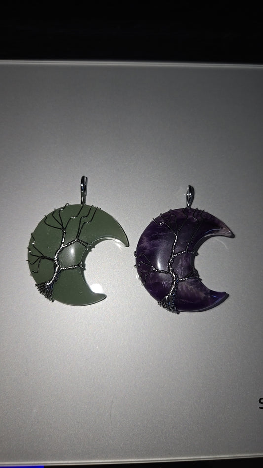 Wire wrapped crescent moon pendants