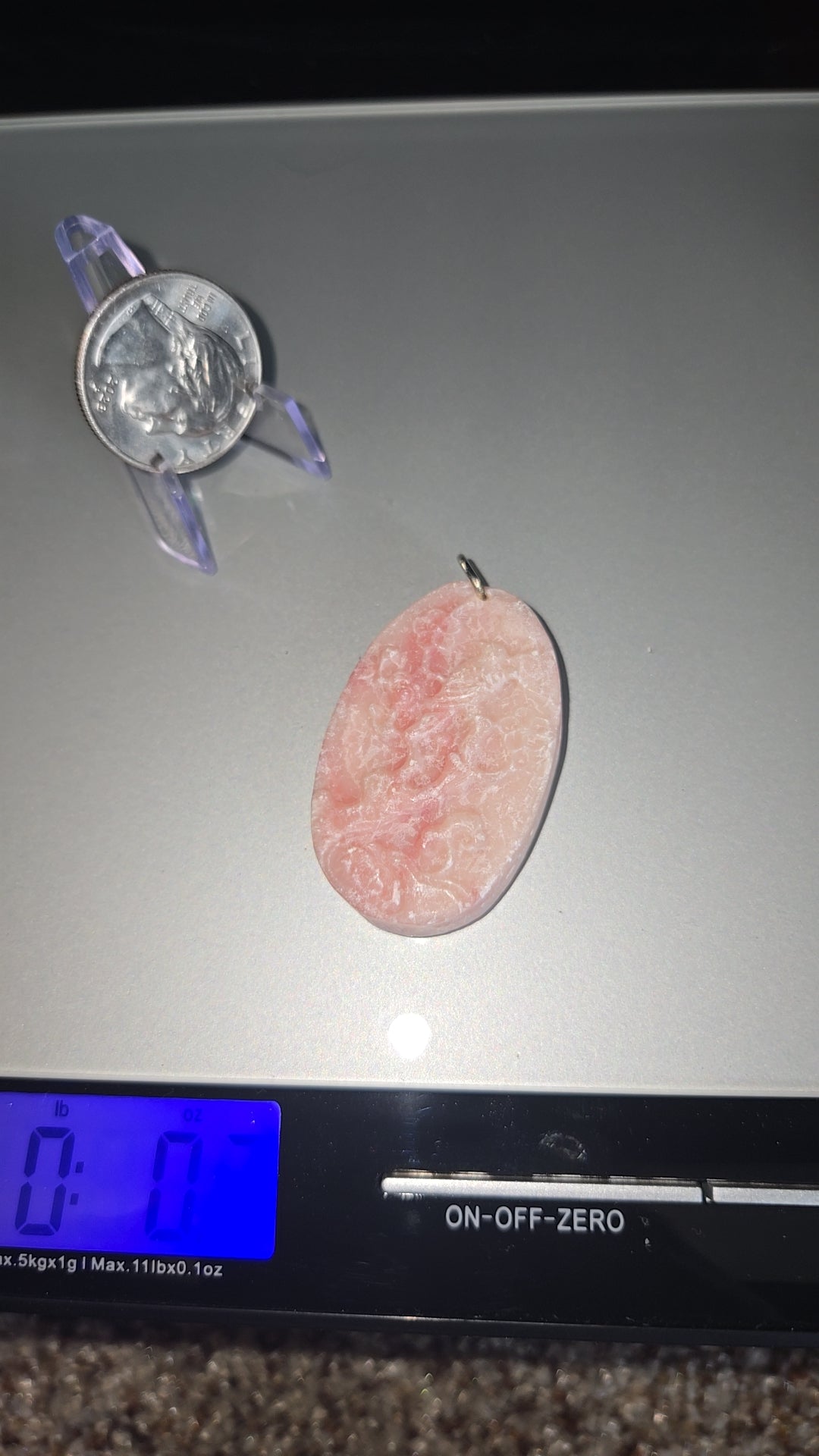 Pink Opal Pendant w/ bird carving