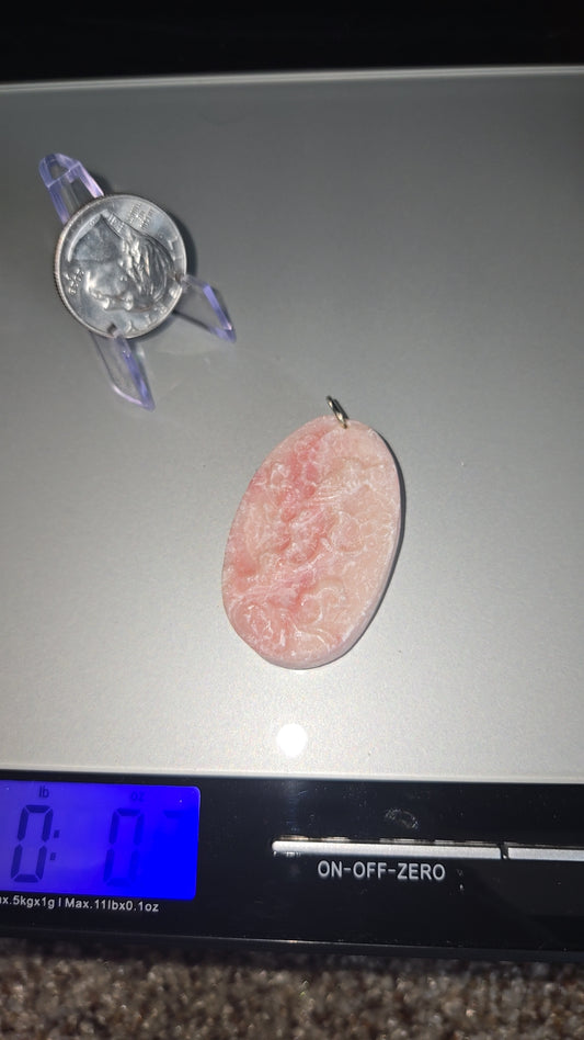 Pink Opal Pendant w/ bird carving