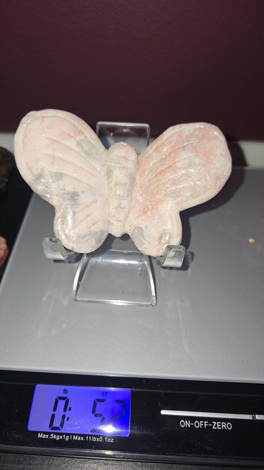 Pink Opal Butterfly Carving