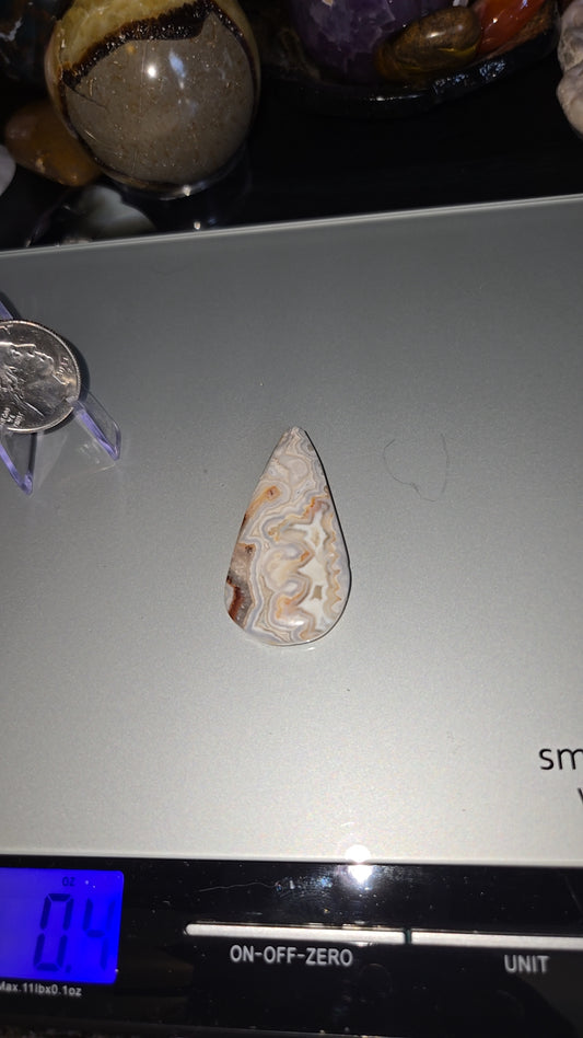 Mexican Crazy Lace Agate Cab w/ hole for necklace