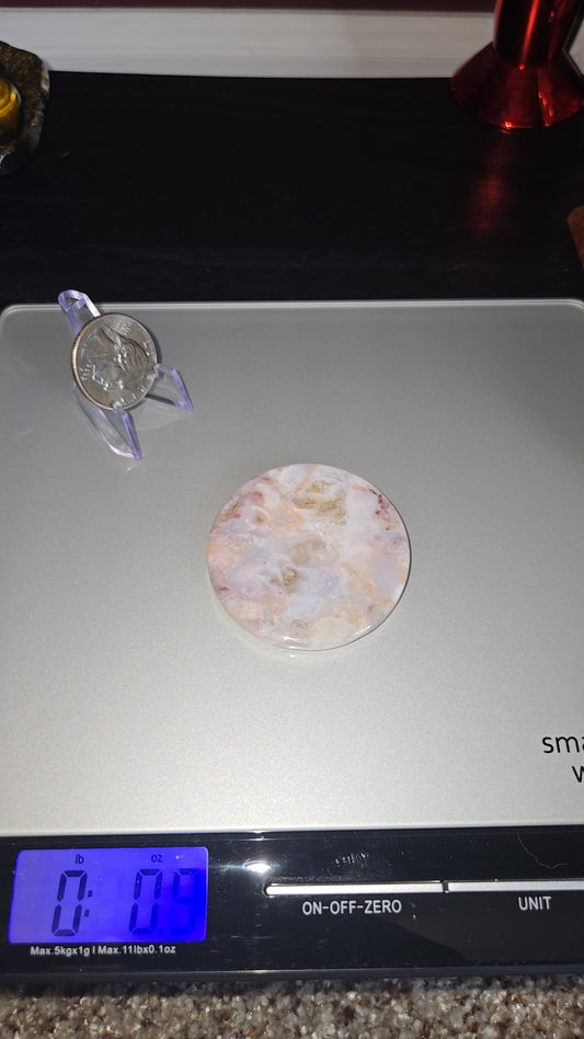Pink Amythest/ Flower Agate Disk